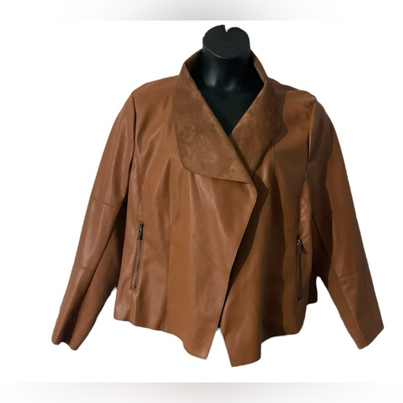 bagatelle Jackets & Blazers - BAGATELLE Faux Suede Tan Open Crop Jacket Coat SZ 2X Women Moto Western Casual